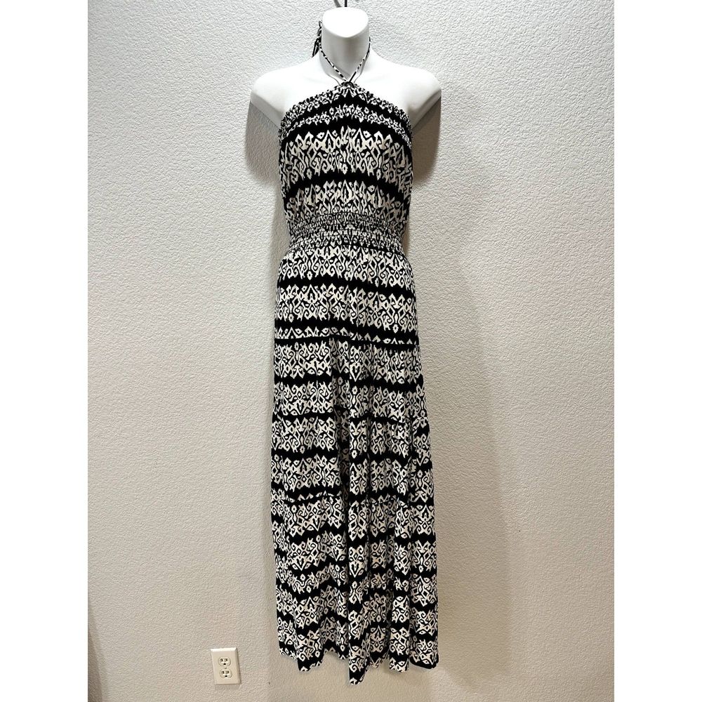 T Bags Los Angeles Halter Abstract Print Maxi Dress Size Small